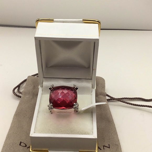 - David Yurman Chatelaine Pink Tourmaline Ring w Diamonds! Pick Size - Picture 5 of 6